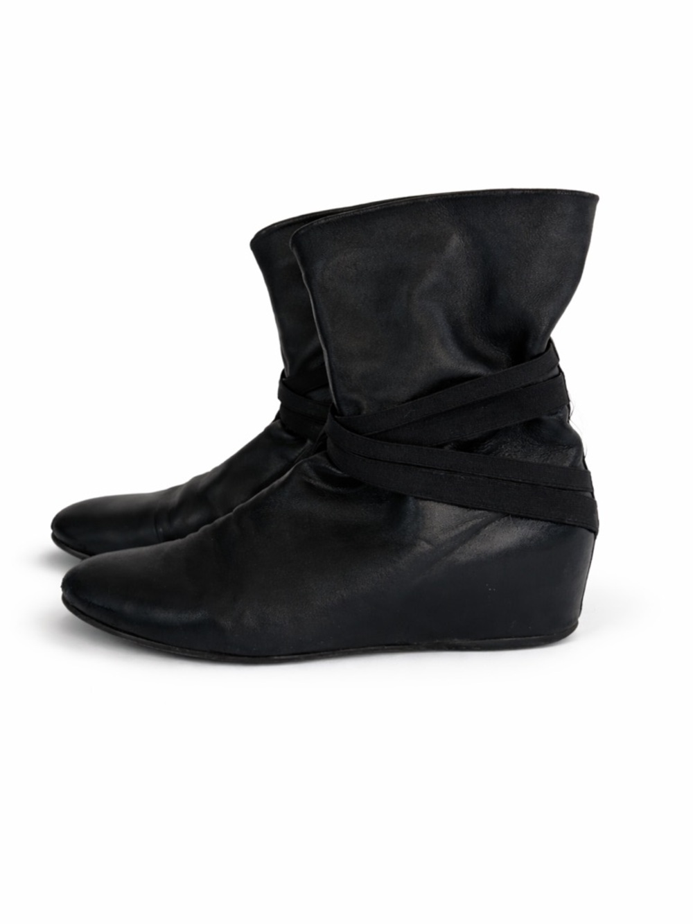Stuart Weitzman Boots Womens 7.5 Black Leather Bootie Hidden Wedge Shoes Women's